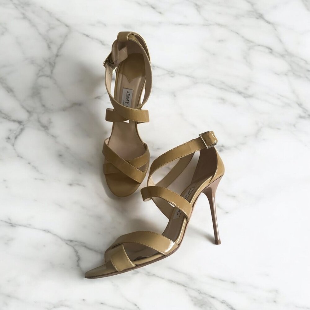 Jimmy Choo Beige Strappy Stilettos